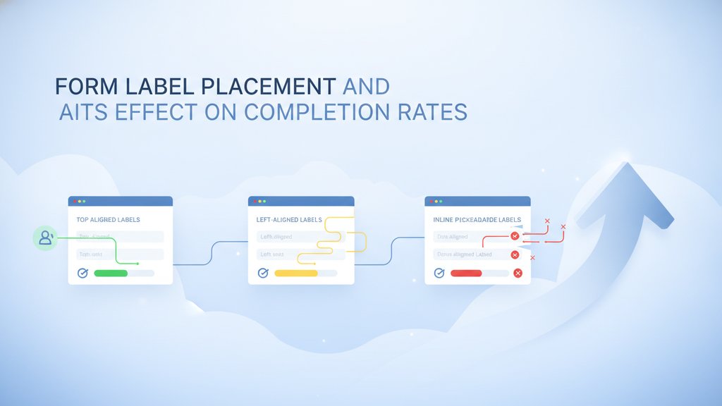 A clean digital form interface with clearly positioned labels guiding user input, illustrating how form label placement affects completion.